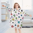 thumbnail image 5 of FORMRS Wearable Blanket Hoodie with Sleeves for Kids Cozy Flannel Sweatshirt, Green Stars, 5 of 7