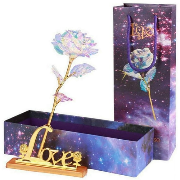 Golden Foil Rose, Artificial Flowers in Everlasting Bloom, Luxury Gift Box for Personalized Mother Day, Home Decoration with Multi-Colored LED Lights