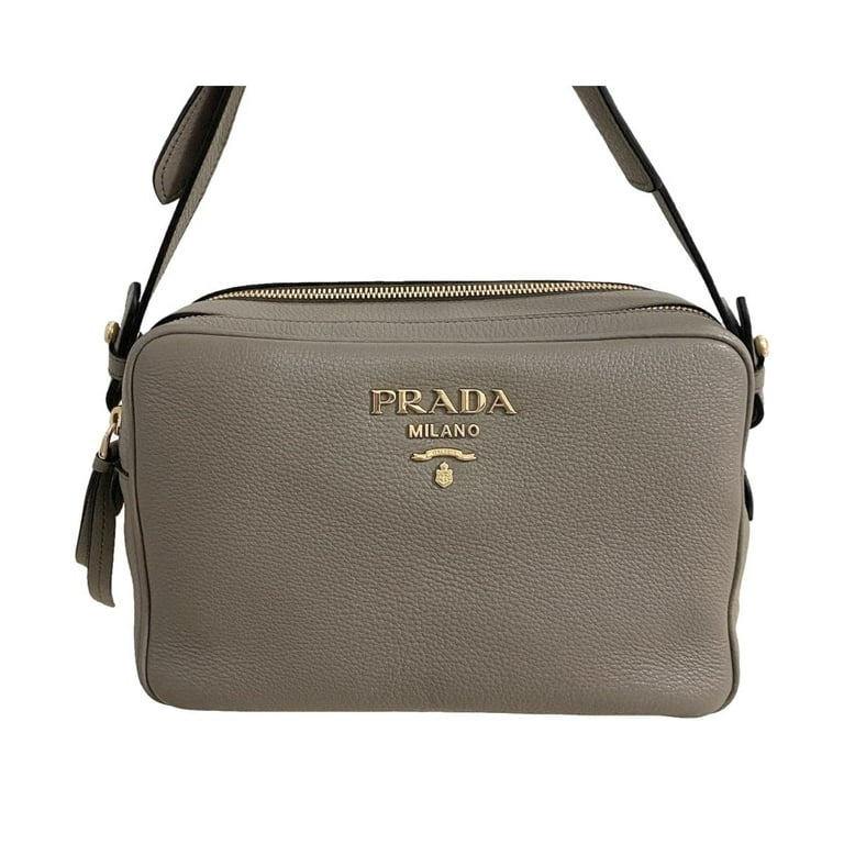 Prada Beige Vitello Phenix Leather Double Zip Crossbody Bag 1BH079