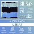 thumbnail image 5 of Brisas Gradation Aqua to Blue Painted Beach Cover Up for Women Used as Swimsuit, Cardigan, Kimono for Super Soft Loungewear, Travel and Holiday - Horizontal Pattern, 5 of 5