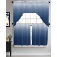 thumbnail image 3 of Navy Blue Ombre Kitchen Curtain and Valance Set 3 Pieces,Rod Pocket Short Tier Curtains 24 Inch Length,Modern Abstract Art Gradient Aesthetics Swag Topper Small Window Treatment for Cafe Bathroom, 3 of 6