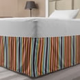 thumbnail image 1 of Ethnic Bed Skirt, Composition of Vertical Stripes with Teardrop Circles and Rhombuses, Elastic Bedskirt Dust Ruffle Wrap Around for Bedding Decor, 4 Sizes, Multicolor, by Ambesonne, 1 of 2