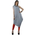 thumbnail image 3 of Moomaya Women's Printed One-Shoulder Cowl Kurti Sleeveless Dress Boho Party Designer Clothing, 3 of 7