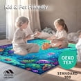 thumbnail image 4 of ODIKA 2'x3' Machine Washable Non-Slip Area Rug, Underwater World Playful Mermaids and Marine Life Circle High Traffic Rug, Blue, 87373, 4 of 7