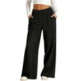 thumbnail image 2 of Wide Leg Jeans Women Petite High Waisted Elastic Jean Waist Strechy Drawstring Pull On Denim Pants With Pockets Black M, 2 of 7