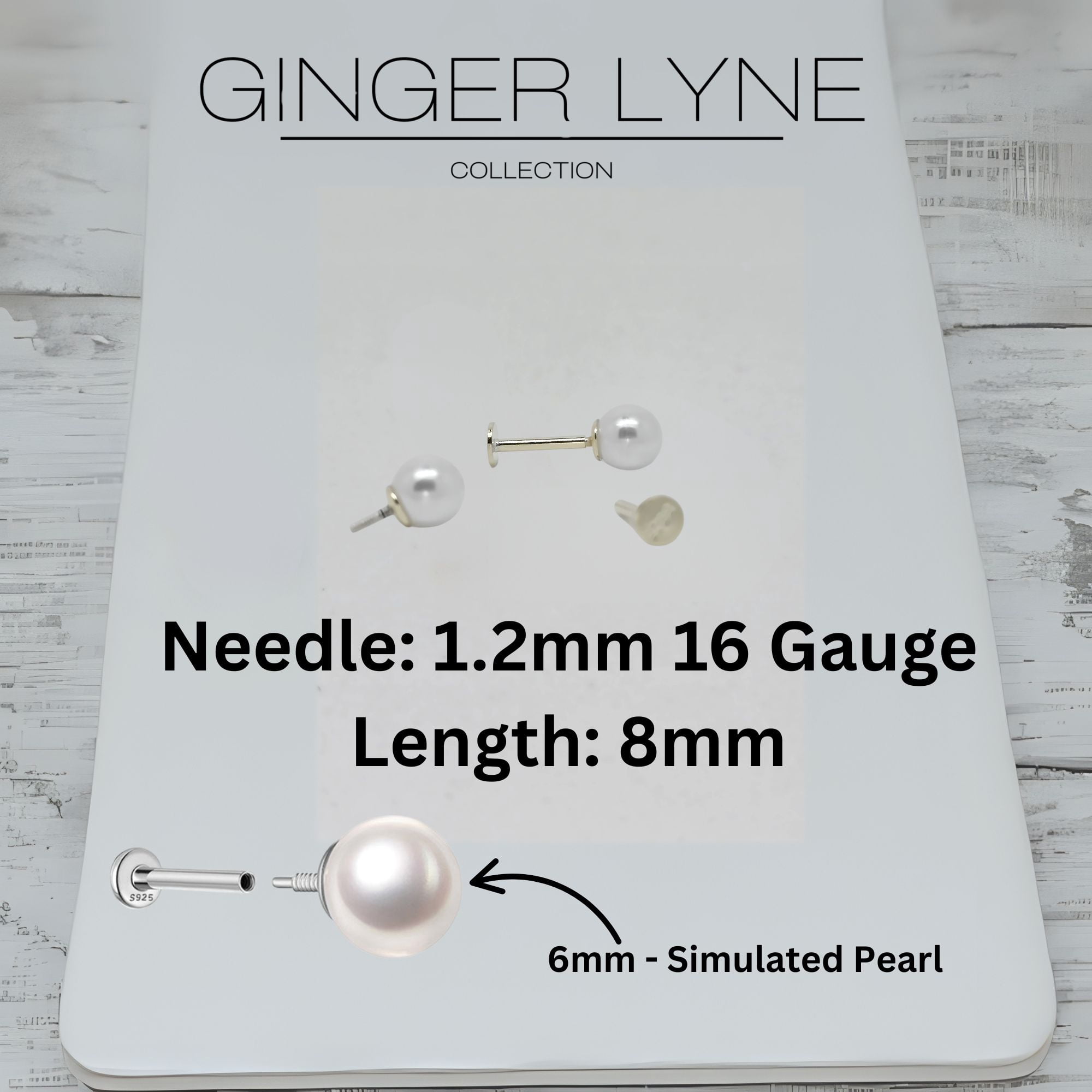 Pearl Flat Back Earrings for Women Sterling Silver Cartilage Helix Upper Lobe Body Piercing Stud Ginger Lyne