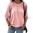 thumbnail image 2 of Women Blouses Womens Button down Shirts Short Sleeve Teacher Graphic Tees for Womens Short Sleeve Tunic Tops for Leggings Long Blouses Women Dressy Long Athletic Top Ladies Dress Tops Pink M, 2 of 8