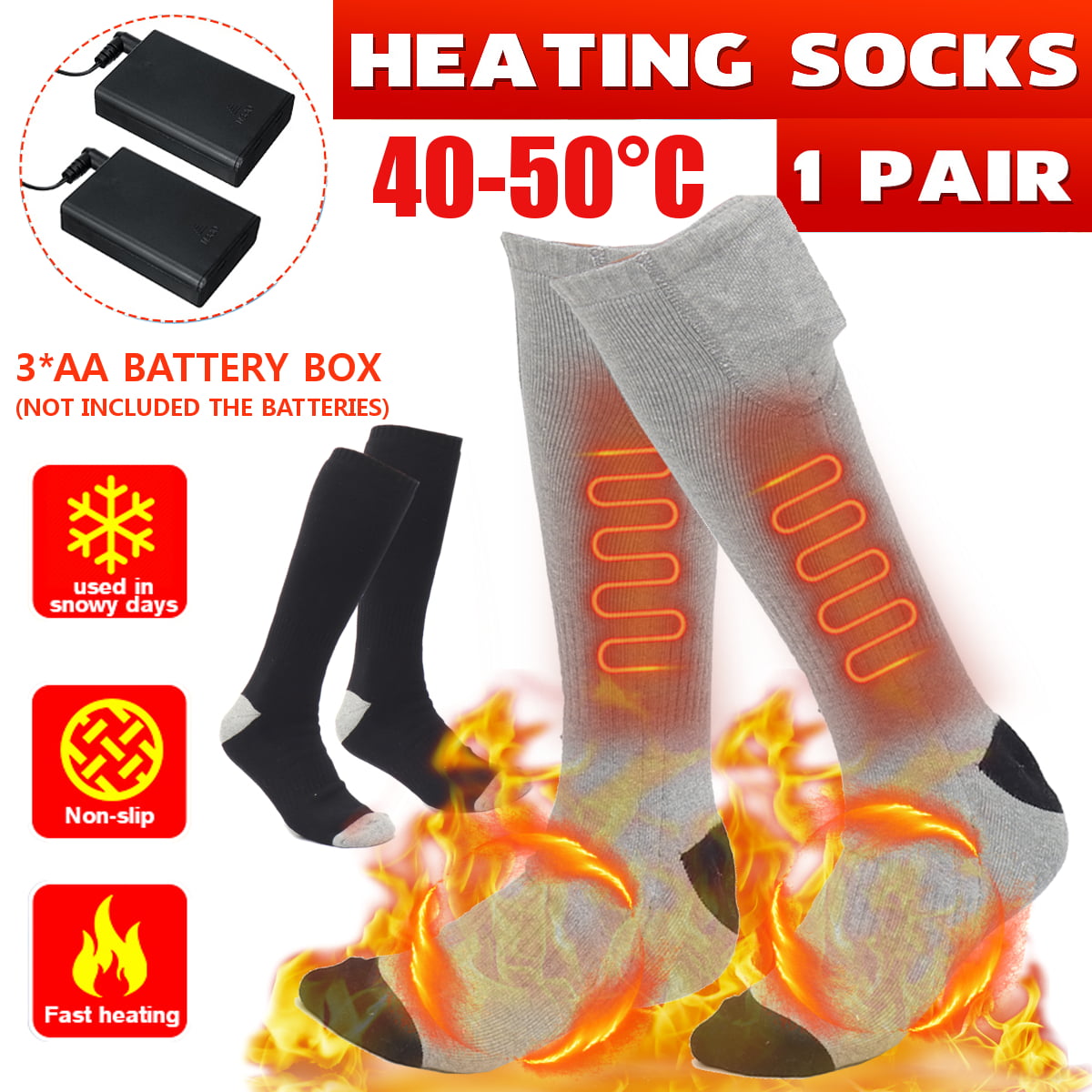 Heated Socks Warm Feet Foot Warmer Electric Battery Warming Thermal Sox Outdoor 
