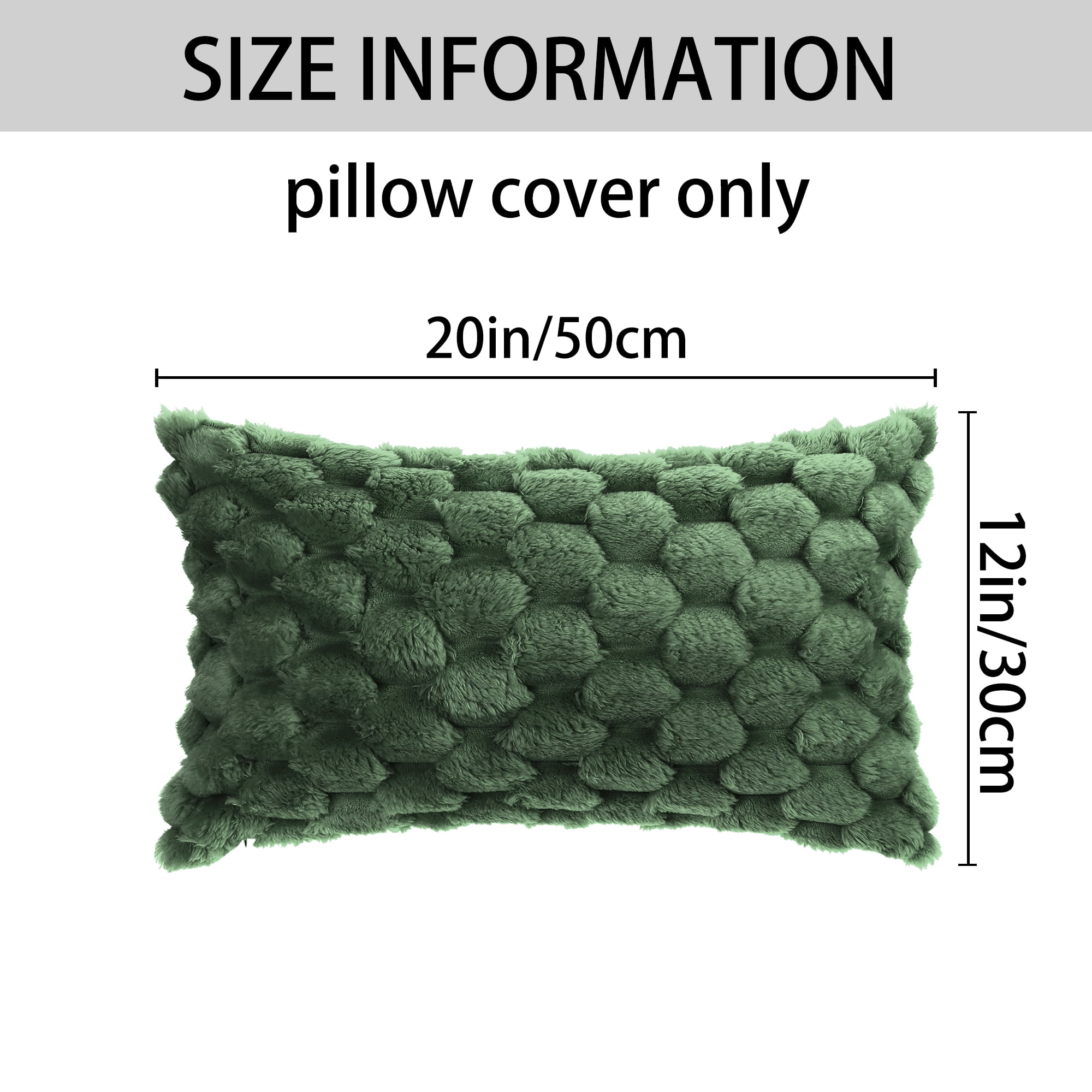 Unique Bargains 2 Soft Throw Pillow Covers Fur Decorative Fuzzy Plush Cushion Covers Green 12" x 20"