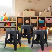 Joyeen 6-Pack Plastic Backless Square Stool, Black Plastic Stackable Classroom Stools