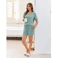 thumbnail image 4 of EKOUAER Womens Pajama Sets Short Sleeve Knit Lounge Set 2 Piece Pj Sets for Women V Neck Casual Loungewear, 4 of 6