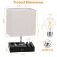 iMounTEK Beige Wooden Table Lamp with Dimmer, Dual USB Ports & AC Outlets - 2700K Warm LED Bulb, 5V 2.1A USB Output - Modern Fabric Shade, 110V/60Hz, 60W Power