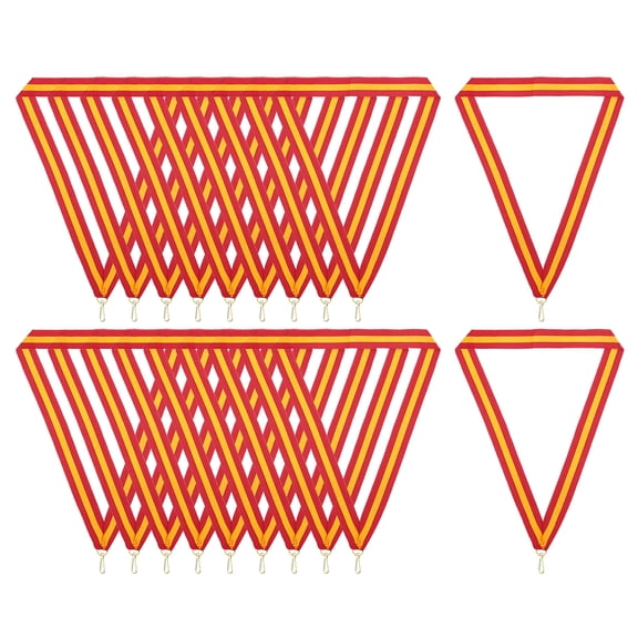 Uxcell Award Neck Ribbons with Snap Clips, Polyester Striped Medal Lanyards Ribbon, Red Yellow 30Pcs