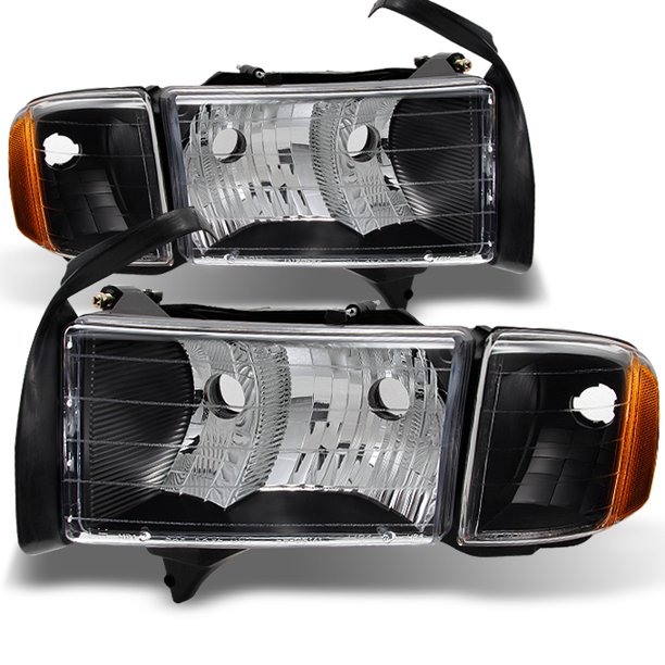 Fit 19992002 Dodge Ram 1500 Pickup Sport Black Headlights Corner