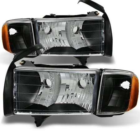Fit 1999 2002 Dodge Ram 1500 Pickup Sport Black Headlights Corner Fit 1999 2002 Dodge Ram 1500 Pickup Sport Black Headlights Corner Replacement