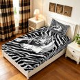 thumbnail image 4 of Manfei Graffiti Tiger Twin Sheets, Abstract Zebra Print Bedding, White Gray, 3pcs, 1 Flat Sheet, 1 Fitted Sheet and 1 Pillowcase, 4 of 6