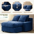 thumbnail image 4 of Aukfa 49" Chaise Lounge Oversized Corduroy Sofa Plush Chair Bed w/ 3 Pillows for Living Room, Blue, 4 of 10