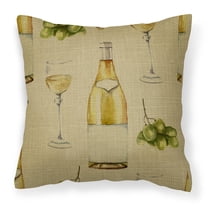Carolines Treasures BB5194PW1818 White Wine on Linen Fabric Decorative Pillow  18H x18W multicolor