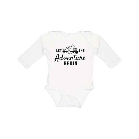 Inktastic Let the Adventure Begin with Camping Tent and Mountains Boys or Girls Long Sleeve Baby Bodysuit