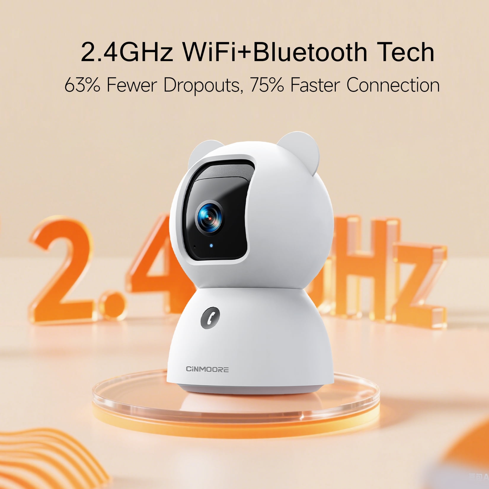 CINMOORE 2.5K Pet/Dog/Cat Camera w/ Phone App, No-Subscription Local Person/Pet/Cry Detection, 4MP Security Camera Indoor, PTZ WiFi Cameras for Home Security, Color Night Vision,Full Duplex Audio,2PC