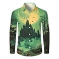 thumbnail image 5 of Domuza Mens Long Sleeve Shirts Halloween Spooky Funny Print Button Down T-Shirts Casual Regular Fit Lapel Dress Shirts for Halloween Party Green 2XL, 5 of 5