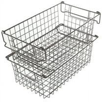 Set of 2 Storage Bins - Basket Set for Toy, Kitchen, Closet, and Bathroom Storage - Medium Shelf Organizers with Handles by Home-Complete (Brown)