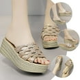 thumbnail image 2 of BRIGHTFUFU 1 par de sandalias de plataforma Mujeres Toboganes elegantes Sandalias de cuña de toboganes con brillo para mujeres, 2 of 8