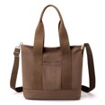 thumbnail image 1 of Bolso de mano para mujer, bolso de lona de gran capacidad para axilas, correa ajustable de Color sólido, neceser de maquillaje ligero con varios compartimentos, 1 of 6