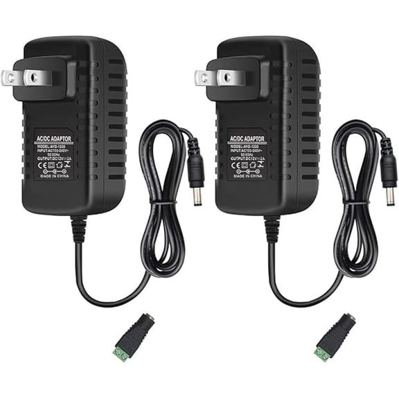 can 12V 2A LED Power Supply, 24W AC Adapter, 100-240V AC to 12V DC Transformer, 12 Volt Power Supply for LED Strip Lights, Wall Plug Adapter with 5.5/2.1 DC Female Connector (2 Pack)