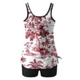thumbnail image 4 of Fartey 2025 Womens Two Piece Tankini Swimsuits Summer Tummy Control Swimwear Floral Print Bathing Suits Swim Tank Tops with Boyshorts Red S-2XL, 4 of 6