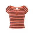 thumbnail image 6 of No Boundaries Ribbed Henley Top with Short Sleeves, Women’s and Women’s Plus, 6 of 6