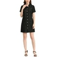thumbnail image 5 of INSPIRE CHIC Women's Denim Dress Belted Full Placket Jean Dresses XS Black, 5 of 7
