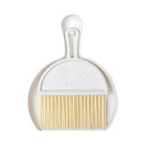 Small Dustpan and Brush Set, Mini Dustpan and Brush Whisk Broom and Dust Pan Tiny Cleaning Broom Mini Hand Broom for Table, Desk, Keyboard Pet Nest, set of 1, Multicolor(White,8x6.3")