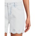 Time and Tru Women's Mid Rise Scallop Eyelet Hem Denim Shorts, 5