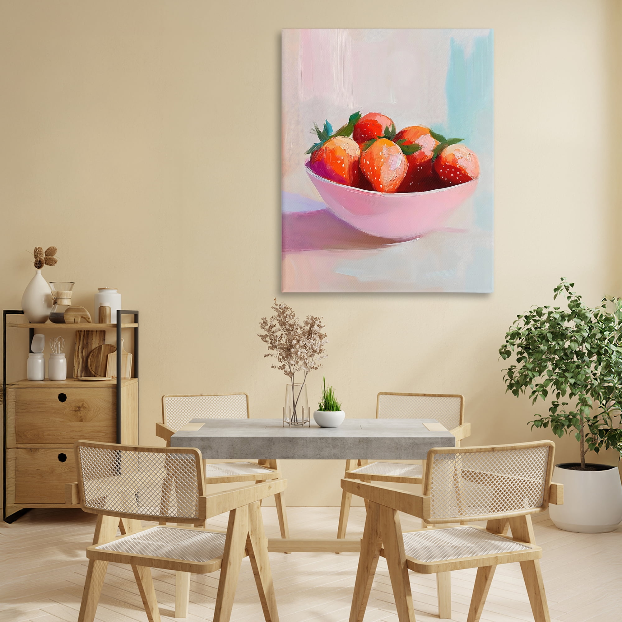 Stupell Industries Pastel Bowl of Strawberries Canvas Wall Art, design by The Prints Vibe