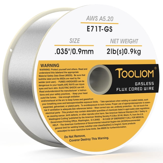 Alambre de soldadura TOOLIOM E71T-GS, bobina de 0,9 mm y 0,9 kg, sin gas