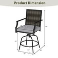 thumbnail image 3 of Costway Outdoor PE Wicker Swivel Bar Stools Set of 2 with Back Armrests and Cushion, 3 of 9