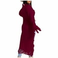 thumbnail image 1 of Pompotops Chandail Femme Décontracté à Franges Long Chandail Manches Longues Tricoté Chandail d'Hiver Hauts Blouse Liquidation, 1 of 6