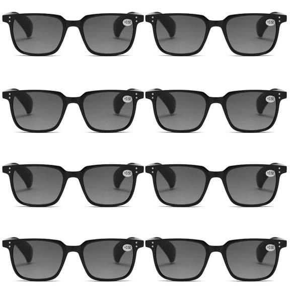 8 Pairs Mens Womens Unisex Reading Sunglasses Magnified Full Tinted Lens Sun Readers +0.75