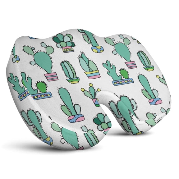Premium Cactus Pattern Memory Foam Seat Cushion Ergonomic Chair Pad for Office Chair, Car, Airplane & Bleachers Sciatica, Tailbone Hip & Back Pain Relief - Chair Cushion for Long Office Workers.