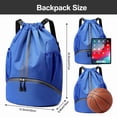thumbnail image 4 of Hoedia Mochila deportiva con cordón – Bolsa de gimnasio para natación con cordón con compartimento para zapatos y bolsillo a prueba de humedad para mujeres y hombres, 4 of 5
