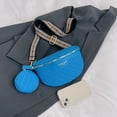 thumbnail image 3 of Bolso bandolera Bolso de pecho para mujer Bolso de cinturón de cuero PU Paquete casual femenino impermeable (Azul), 3 of 5