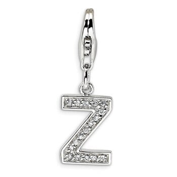 Beautiful Sterling silver 925 sterling Sterling Silver CZ Letter C w//Lobster Clasp Charm