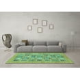 thumbnail image 3 of Ahgly Company Machine Washable Indoor Round Abstract Turquoise Blue Modern Area Rugs, 3' Round, 3 of 4