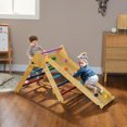 thumbnail image 2 of Qaba Ensemble Triangle Pikler, Jouets d'Escalade 3 en 1 pour Tout-Petits, Bois Naturel, 2 of 10
