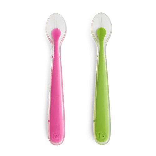 Munchkin Suave Silicona Cuchara, Rosa/Verde