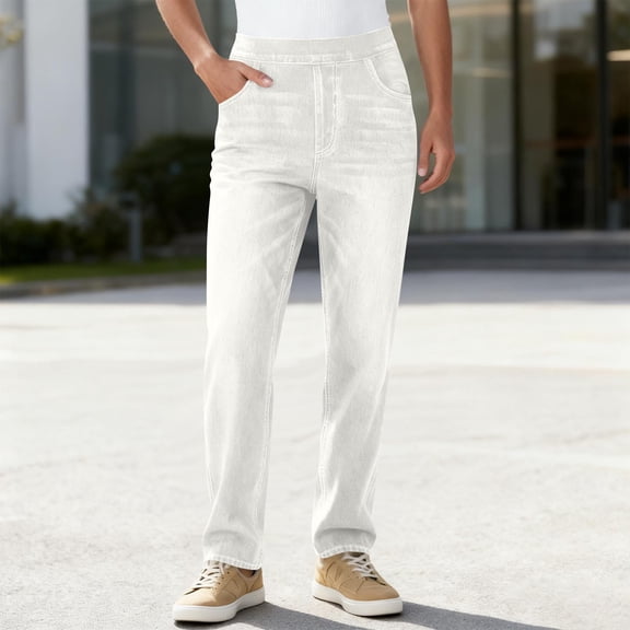 Aimik Women's Straight Leg Denim Jeans Soft Relaxed Fit Trousers with Pockets Vintage Casual Pants for Everyday Wear