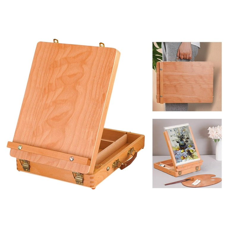US Art Supply Newport Large Adjustable Wood Table Sketchbox Desktop Artist Easel