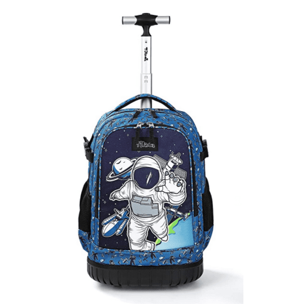 Tilami Rolling Backpack 19 inch Wheeled Cute LAPTOP Boys Girls Travel  School Student Trip,Astronaut Black
