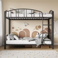 thumbnail image 3 of Tamaño individual negra metal bunk cama: tamaño individual over tamaño individual design con heightened arched guardrail y safety ladder. sturdy steel cama para school bedrooms. fácil montaje, 3 of 7